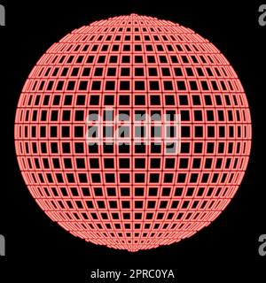 Neon disco ball disco party concept Ball World concept Web idea colore rosso vettore illustrazione immagine piatto stile Illustrazione Vettoriale