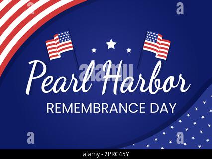 Happy Pearl Harbor Remembrance Day il 7 dicembre modello disegnato a mano Cartoon Flat Illustrazione per il National Memorial of Ceremony Illustrazione Vettoriale