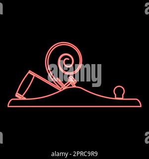 Piano del falegname al neon con metallo con legno da barba piano di Joiner colore rosso vettore immagine immagine piatto stile Illustrazione Vettoriale