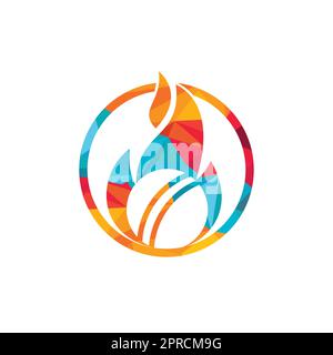 Cricket sport vettoriale logo design. Flaming Cricket campionato logo concetto. Illustrazione Vettoriale