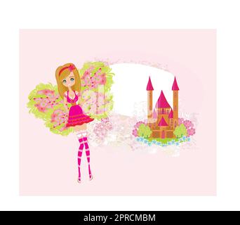 Fairy volare al di sopra di castello Illustrazione Vettoriale