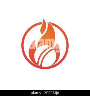 Cricket sport vettoriale logo design. Flaming Cricket campionato logo concetto. Illustrazione Vettoriale
