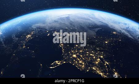 Stati Uniti e pianeta terra visto dallo spazio Foto Stock