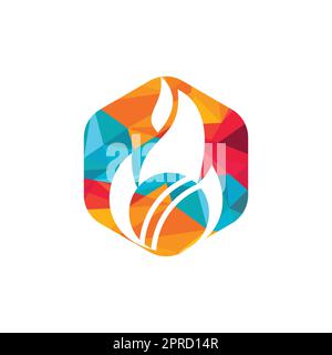 Cricket sport vettoriale logo design. Flaming Cricket campionato logo concetto. Illustrazione Vettoriale