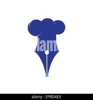 Food Writer Vector logo design. Cappello chef e penna icona logo design. Illustrazione Vettoriale