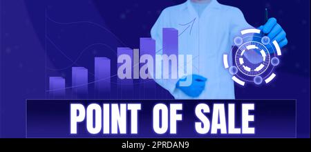 Cartello per scrittura a mano per il punto vendita. Metodo fotografico concettuale per effettuare pagamenti con carte di debito o di credito Doctor Pointing Pen on Digital Globe by Graph for Business Branding. Foto Stock