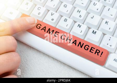 Testo che mostra ispirazione Game Changer. Word for Sports Data Scorekeeper Gamestreams punteggi live Team Admins -49052 Foto Stock