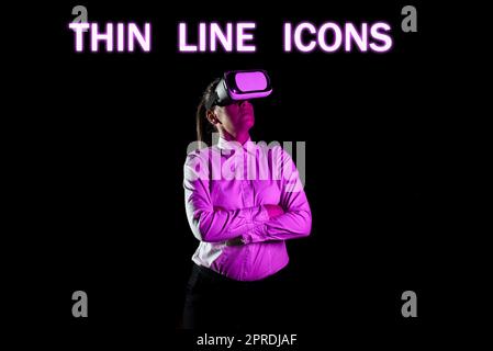 Icone della linea sottile della visualizzazione concettuale. Concetto significa simboli utilizzati nei telefoni cellulari e in altre applicazioni come Buttons businessman in Suit che tiene la palma aperta, che simboleggiano il successo del lavoro di squadra. Foto Stock