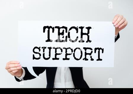 Supporto tecnico per la scrittura a mano. Supporto fotografico concettuale fornito dal tecnico Online o dal servizio clienti del call center progettazione di bolla vocale vuota che si occupa di conversazioni. Foto Stock