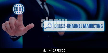 Didascalia concettuale per il marketing multicanale. Foto concettuali interazione con i clienti in ogni canale digitale Circular Chat Box che rappresenta messaggi tramite social media. Foto Stock