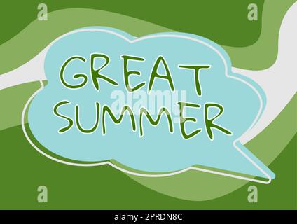 Scrittura visualizzazione testo grande estate. Parola scritta su "divertirsi bene sole andare in spiaggia godendosi all'aperto nuvola bolla vocale per il Business Branding e la pubblicità". Foto Stock