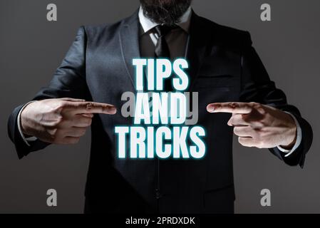 Suggerimenti e trucchi per la visualizzazione concettuale. Internet Concept Steps Life hacks Consigli pratici Suggerimenti abilità Foto Stock