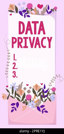 Visualizzazione concettuale Privacy dei dati, sicurezza concettuale delle foto su Internet e protezione digitale del sito Web o della home page di destinazione Foto Stock