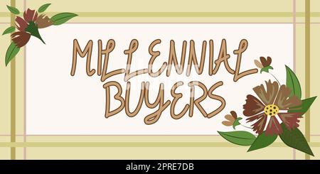 Didascalia di testo che presenta gli acquirenti Millennial tipo di consumatori che sono interessati a prodotti di tendenza, Business idea tipo di consumatori che sono interessati Foto Stock