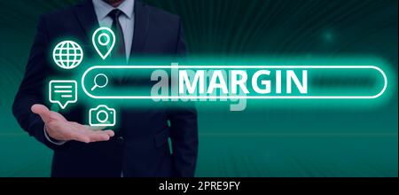 Scrittura con margine di testo, Word scritto su una quantità extra di qualcosa che può essere utilizzato in qualsiasi momento quando necessario Foto Stock