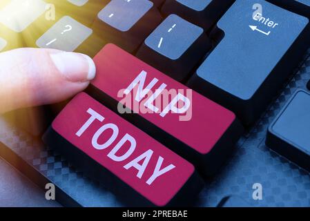 Scrittura a mano segno NLP, Business concept approccio psicologico comporta l'analisi di strategie per raggiungere un obiettivo Foto Stock