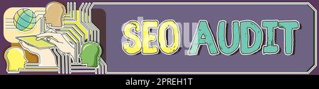 Ispirazione che mostra il segno verifica SEO, approccio aziendale ottimizzazione dei motori di ricerca processo di convalida e verifica Foto Stock