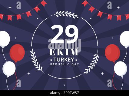 29 Ekim Turkey Republic Day sfondo modello disegnato a mano Cartoon Flat Illustrazione Foto Stock