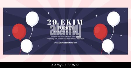 29 modello di copertina Ekim Turkey Republic Day Cartoon Flat disegnato a mano Illustrazione Foto Stock