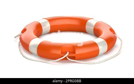 Anello Lifebuoy su sfondo bianco Foto Stock