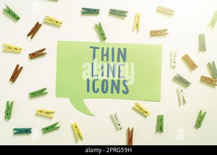 Icone delle linee sottili di visualizzazione concettuale. Simboli concettuali delle foto utilizzati nei telefoni cellulari e in altre applicazioni come i pulsanti Foto Stock