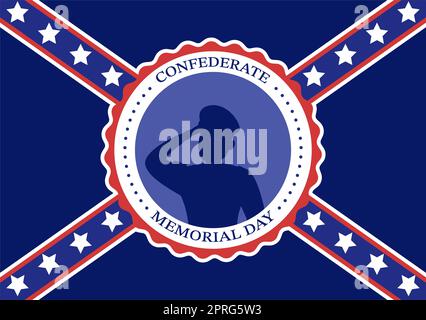 Modello Confederate Memorial Day modello realizzato a mano Cartoon Flat Illustrazione per i servizi di commemorazione dell'America con Flag Design Foto Stock