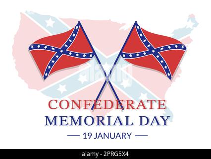 Modello Confederate Memorial Day modello realizzato a mano Cartoon Flat Illustrazione per i servizi di commemorazione dell'America con Flag Design Foto Stock