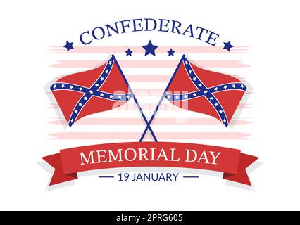 Modello Confederate Memorial Day modello realizzato a mano Cartoon Flat Illustrazione per i servizi di commemorazione dell'America con Flag Design Foto Stock