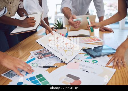 Finanza persone aziendali che pianificano con documenti in riunione, parlano con documenti finanziari in officina e scrivono dati e statistiche in libro con il team. Dipendenti contabili nella collaborazione contabile Foto Stock