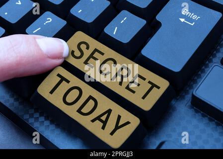 Ispirazione che mostra il segno Segreto, pratica di vetrina di affari di nascondere le informazioni da determinati individui o gruppi Foto Stock