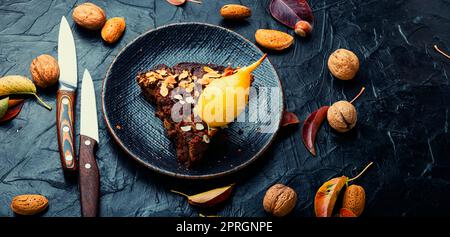 Dessert dolce d'autunno, torta di pere. Torta di pere gustosa Foto Stock