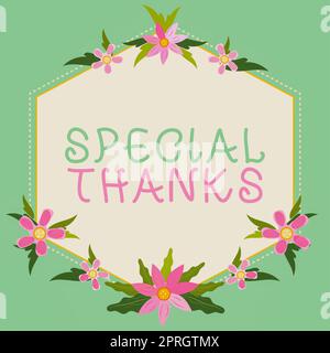 Cartello di testo che mostra Special Thanks, Business idea lesioni che si verificano quando si impegnano in sport o esercizio fisico Foto Stock