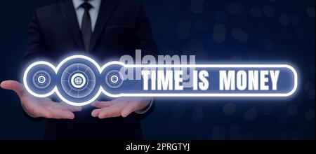 Testo che mostra l'ispirazione il tempo è denaro. Business Concept è meglio fare le cose il più rapidamente possibile non ritardare il pezzo di carta sul pavimento con le informazioni importanti scritte in. Foto Stock