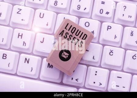 Scrittura che mostra il testo Liquid Assets, Business Showcase Cash and Bank Balances liquidità di mercato azioni differite Foto Stock