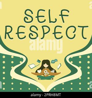 Segno che mostra rispetto di sé, concetto che significa orgoglio e fiducia in se stessi stand up per te Foto Stock