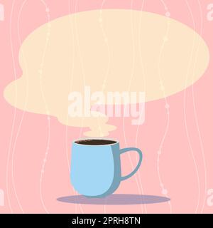 Il concetto di Business vuota copia modello spazio isolato Posters coupon materiale promozionale. Vettore di tazza tazzina di caffè caldo con colore bianco discorso bolla Foto Stock