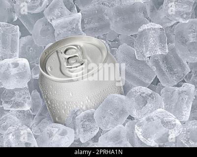 Lattina di bevanda fredda, cubea di ghiaccio di succosa. Bevanda rinfrescante estiva Foto Stock