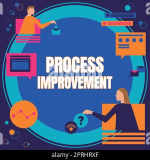 Ispirazione che mostra il miglioramento del processo di firma. Parola scritta su ottimizzazione soddisfare il nuovo standard di qualità quote Foto Stock