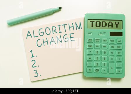 Scrittura visualizzazione algoritmo di testo Modifica, approccio aziendale investimento gestito di beni di una persona o di un'azienda Foto Stock