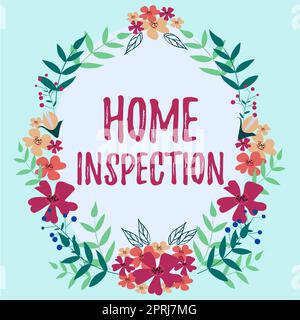 Scrittura visualizzazione del testo Home InspectionExaminazione della condizione di una proprietà correlata alla casa. Esame della vetrina aziendale delle condizioni di un immobile domestico Foto Stock