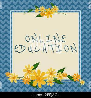 Insegna di scrittura a mano Online Educationstudy e pratica etica per facilitare l'apprendimento. Studio di idee aziendali e pratica etica per facilitare l'apprendimento Foto Stock