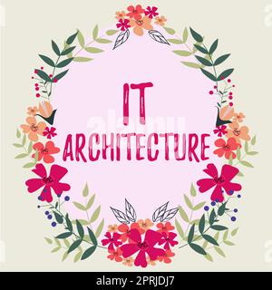 Architettura IT di visualizzazione concettuale l'architettura viene applicata al processo di struttura generale. Panoramica aziendale l'architettura viene applicata al processo della struttura complessiva Foto Stock