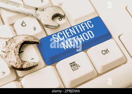 Segno che mostra metodi scientifici principi procedure per la caccia logica della conoscenza, concetto che significa principi procedure per la caccia logica o Foto Stock