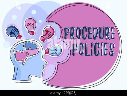 Firma a mano procedura Lostre Stips ai principi guida regole e regolamenti. Passi di idea di affari alle regole e ai regolamenti di guida di principi Foto Stock