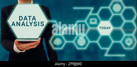 Visualizzazione concettuale analisi dei dati, concetto Internet Traduci i numeri in previsione analitica conclusione Foto Stock