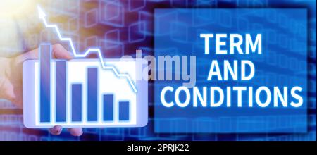 Cartello di testo con i termini e le condizioni, le politiche e le regole del concetto Internet in cui si deve accettare di rispettare Foto Stock
