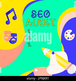 Ispirazione mostrando segno sei Audit, foto concettuale Search Engine Optimization processo di convalida e verifica Foto Stock
