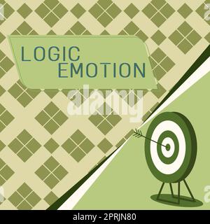 Segno che mostra l'emozione logica, le sensibilità spiacevoli di idea di affari si sono girate alla mente ragionevole di rispetto di sé Foto Stock