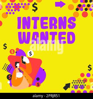 Scrittura a mano di testo interns ha desiderato, concetto che significa cercare sul tirocinante di lavoro studente part-time che lavora Foto Stock