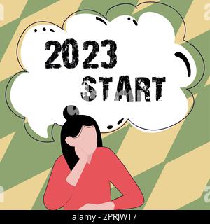Scrittura visualizzazione testo 2023 inizio, panoramica aziendale ricordo degli eventi dell'anno passato azioni principali o buoni spettacoli Foto Stock